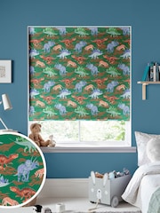Cath Kidston Green Kids Dinosaur Made To Measure Roman 100% Cotton Blind - Image 1 of 6