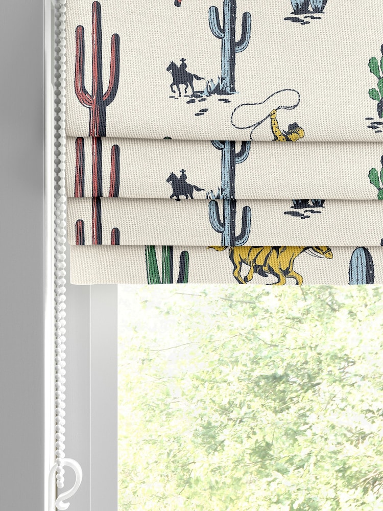Cath Kidston Cream Kids Cowboy Made To Measure Roman 100% Cotton Blind - Image 2 of 6