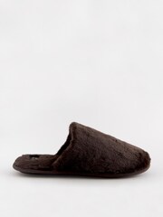 Brown Faux Fur Mule Slippers - Image 3 of 6