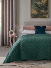 Teal Green Hamilton Velvet Quilted Bedspread - Image 1 of 3