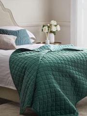 Teal Green Hamilton Velvet Quilted Bedspread - Image 2 of 3