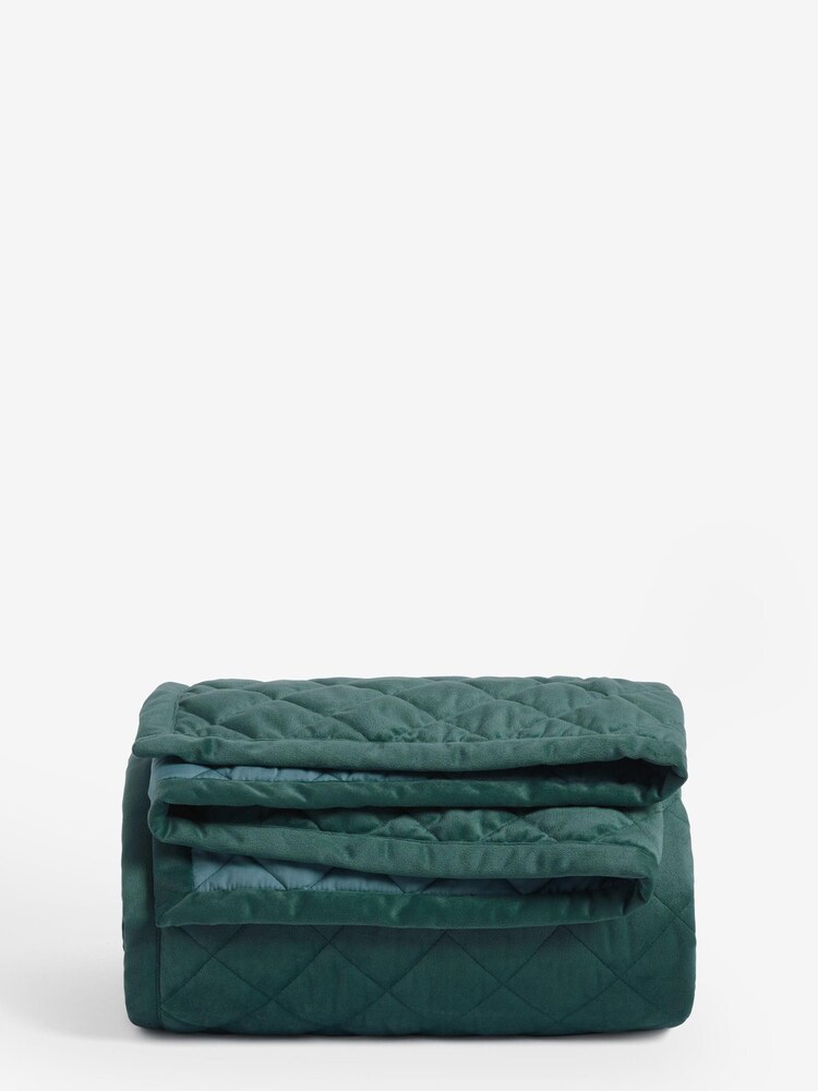 Teal Green Hamilton Velvet Quilted Bedspread - Image 3 of 3