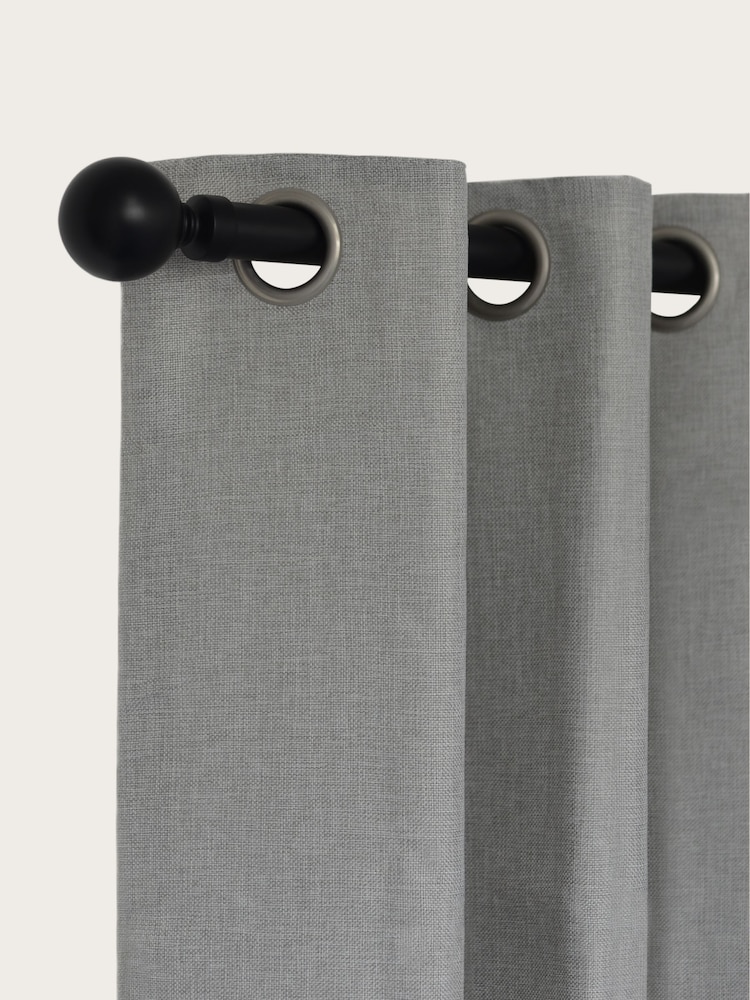 Laura Ashley Black 28mm Eyelet Pole Kit with Ball Finial Curtain Pole - Image 1 of 3