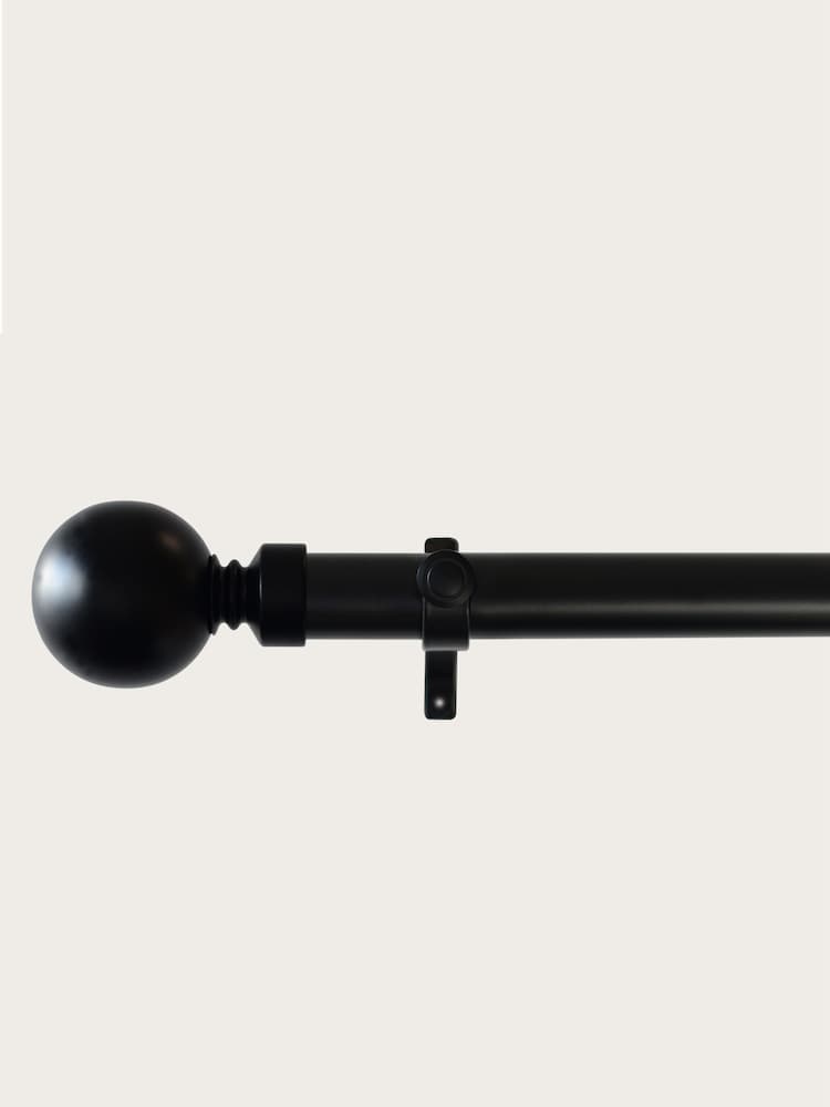 Laura Ashley Black 28mm Eyelet Pole Kit with Ball Finial Curtain Pole - Image 2 of 3