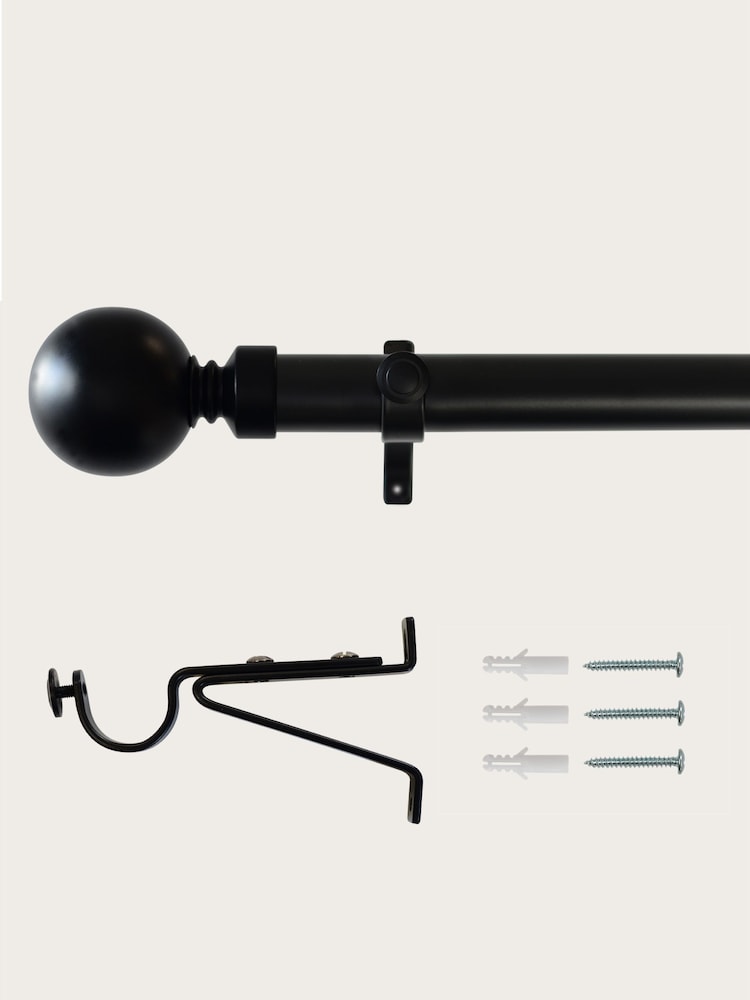 Laura Ashley Black 28mm Eyelet Pole Kit with Ball Finial Curtain Pole - Image 3 of 3 Laura Ashley Black 28mm Eyelet Pole Kit with Ball Finial Curtain Pole - Image 3 of 3