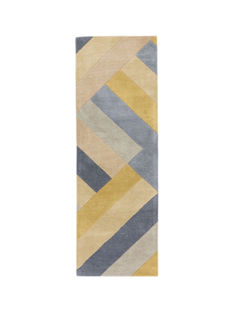 Asiatic Rugs Grey/Ochre Yellow Reef Big Zig Wool Tufted Runner Rug - Image 1 of 3