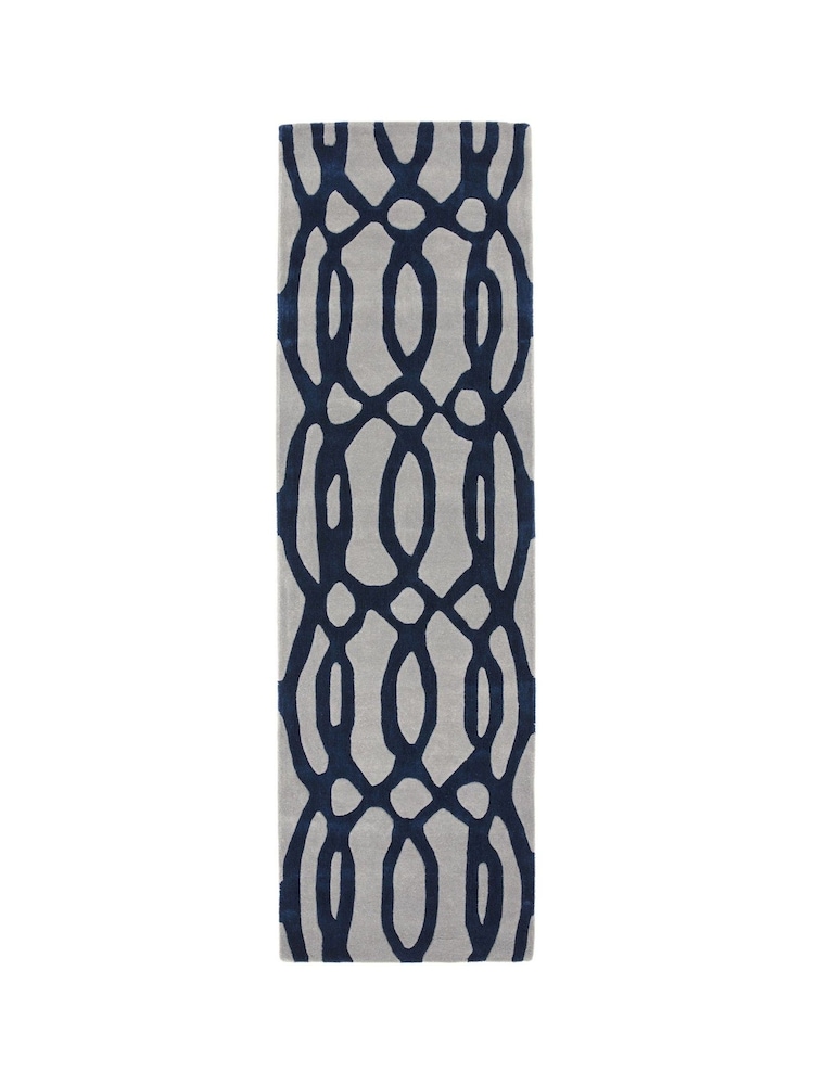 Asiatic Rugs Blue Matrix Wire Hand Tufted Wool Runner Rug - Image 1 of 3