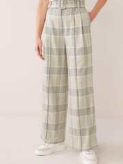 Cream Check Wide Leg Trousers - Image 1 of 5