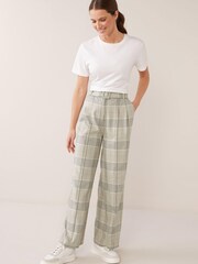 Cream Check Wide Leg Trousers - Image 2 of 5