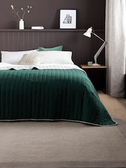 Bottle Green Reversible Cotton Rich Bedspread - Image 1 of 2