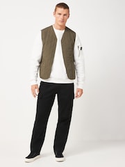 Black Straight Fit Cotton Stretch Cargo Trousers - Image 2 of 8