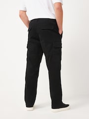 Black Straight Fit Cotton Stretch Cargo Trousers - Image 3 of 8