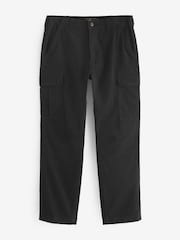 Black Straight Fit Cotton Stretch Cargo Trousers - Image 5 of 8
