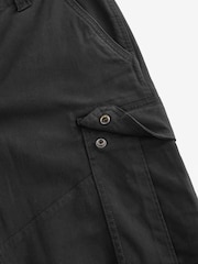 Black Straight Fit Cotton Stretch Cargo Trousers - Image 6 of 8