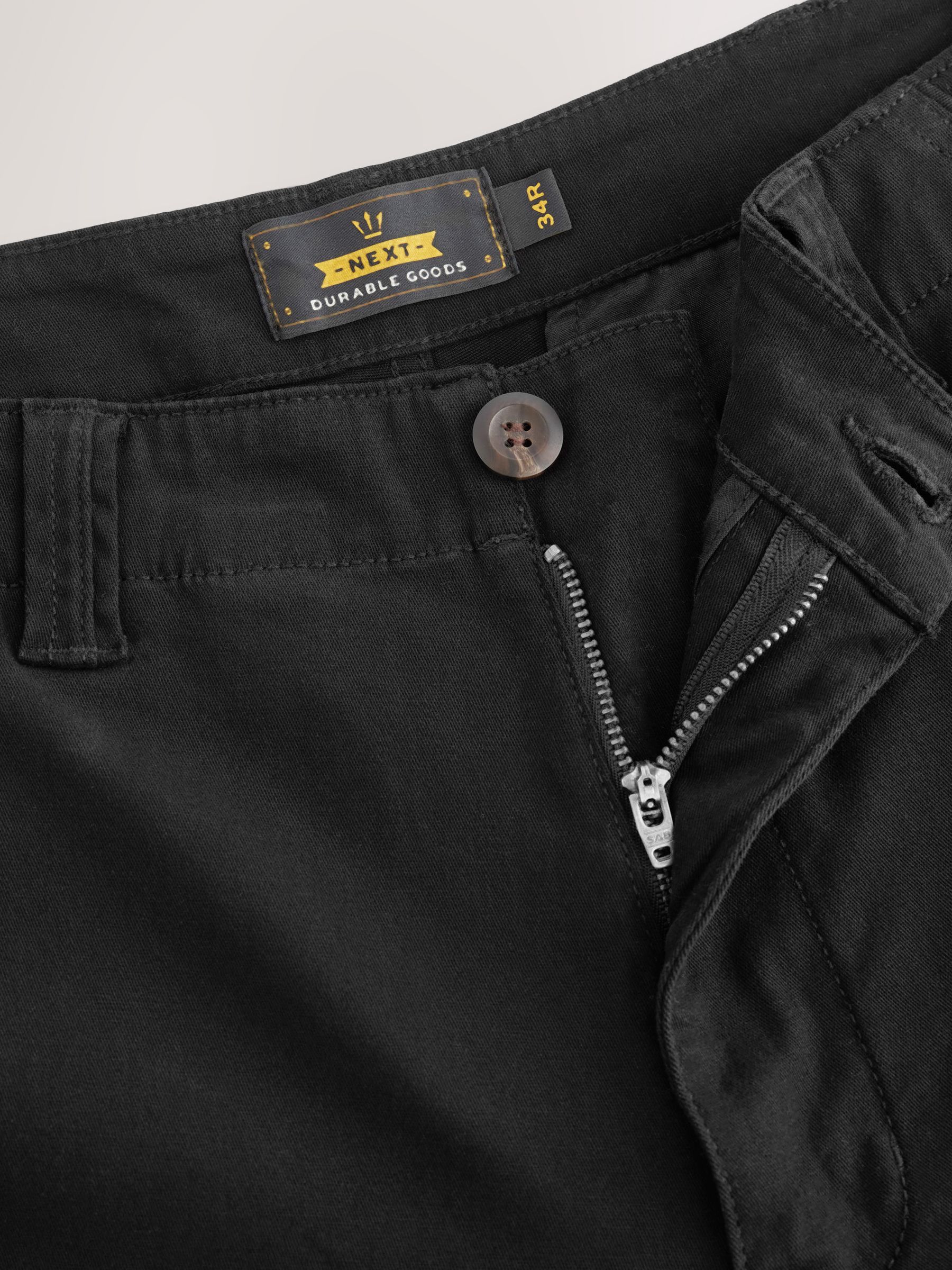 Buy Black Straight Fit Cotton Stretch Cargo Trousers from Next USA