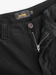 Black Straight Fit Cotton Stretch Cargo Trousers - Image 7 of 8