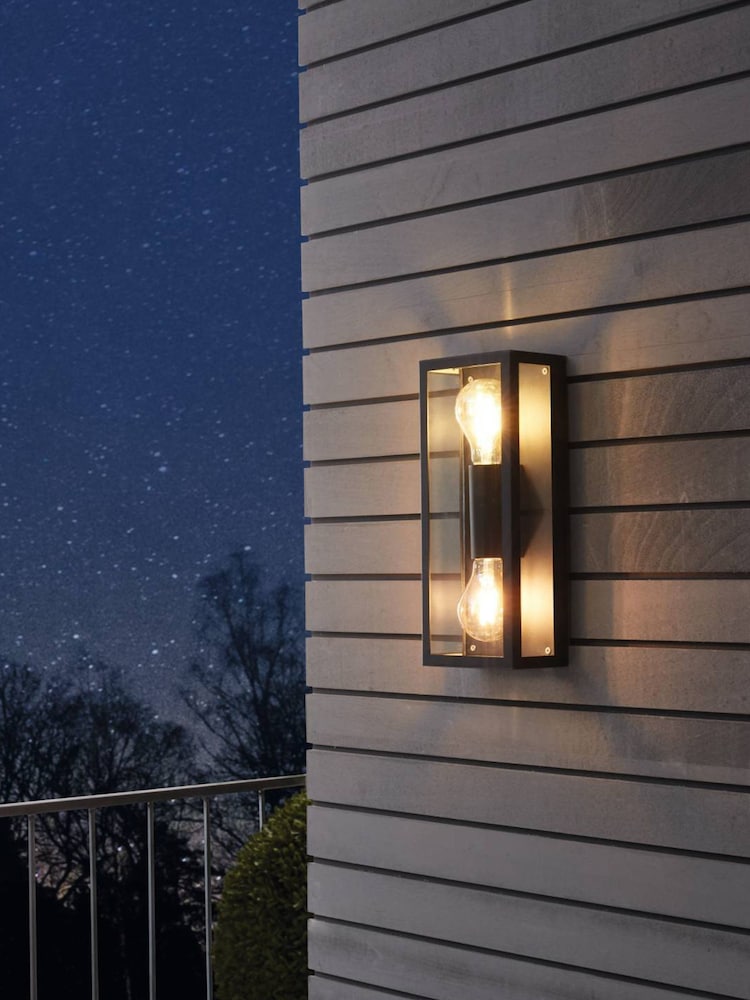 Eglo Black Alamonte 1 Caged Industrial Outdoor Wall Light - Image 1 of 3