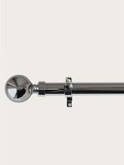 Laura Ashley Chrome 28mm Eyelet Pole Kit with Ball Finial Curtain Pole - Image 2 of 3