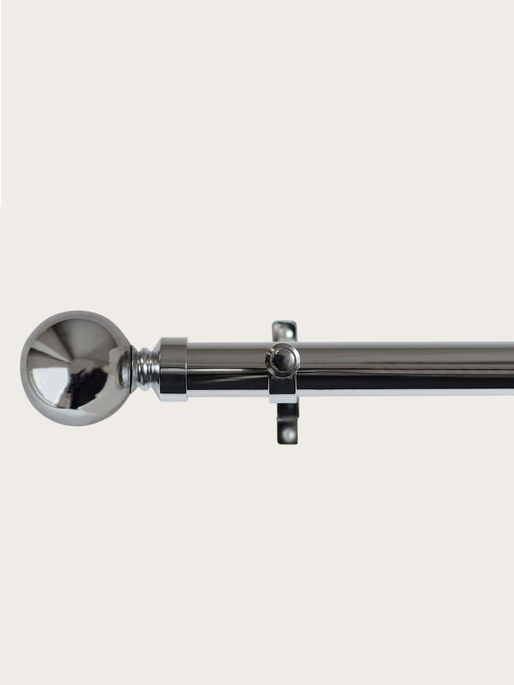 Laura Ashley Chrome 28mm Eyelet Pole Kit with Ball Finial Curtain Pole - Image 2 of 3
