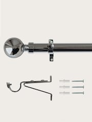 Laura Ashley Chrome 28mm Eyelet Pole Kit with Ball Finial Curtain Pole - Image 3 of 3