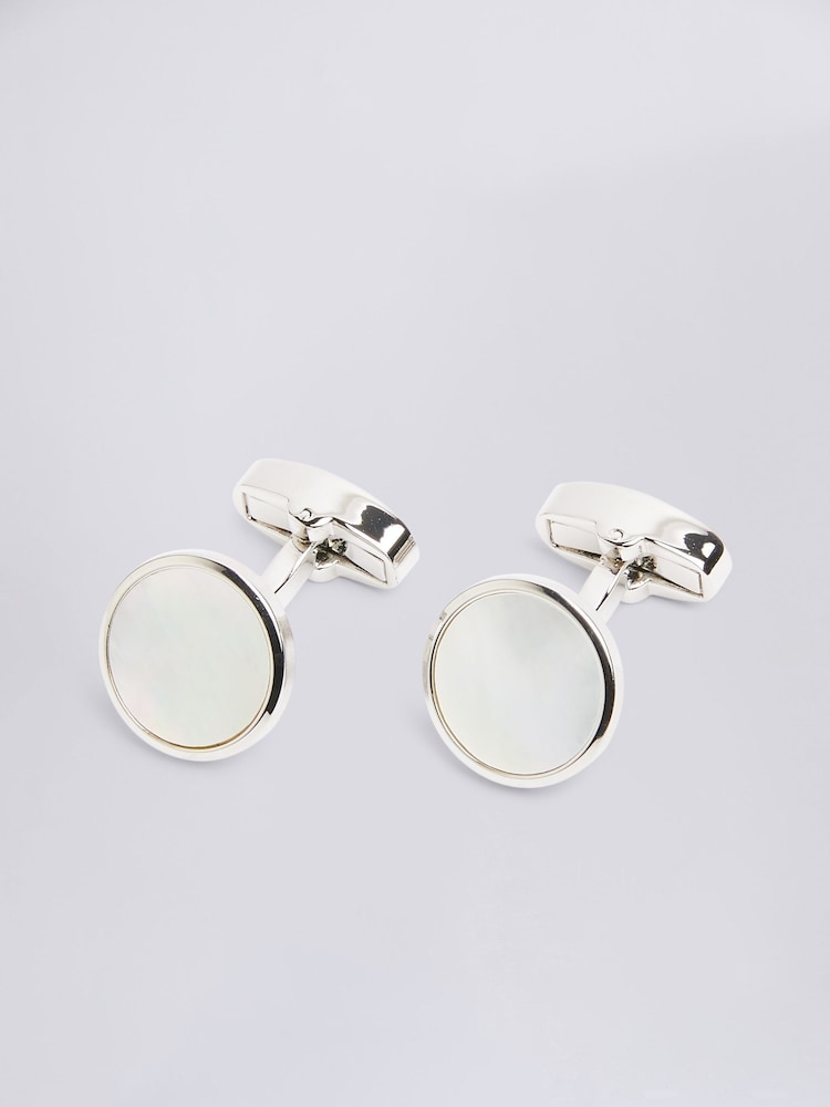 MOSS Silver Tone Mother of Pearl Cufflinks - Image 1 of 2