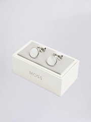 MOSS Silver Tone Mother of Pearl Cufflinks - Image 2 of 2