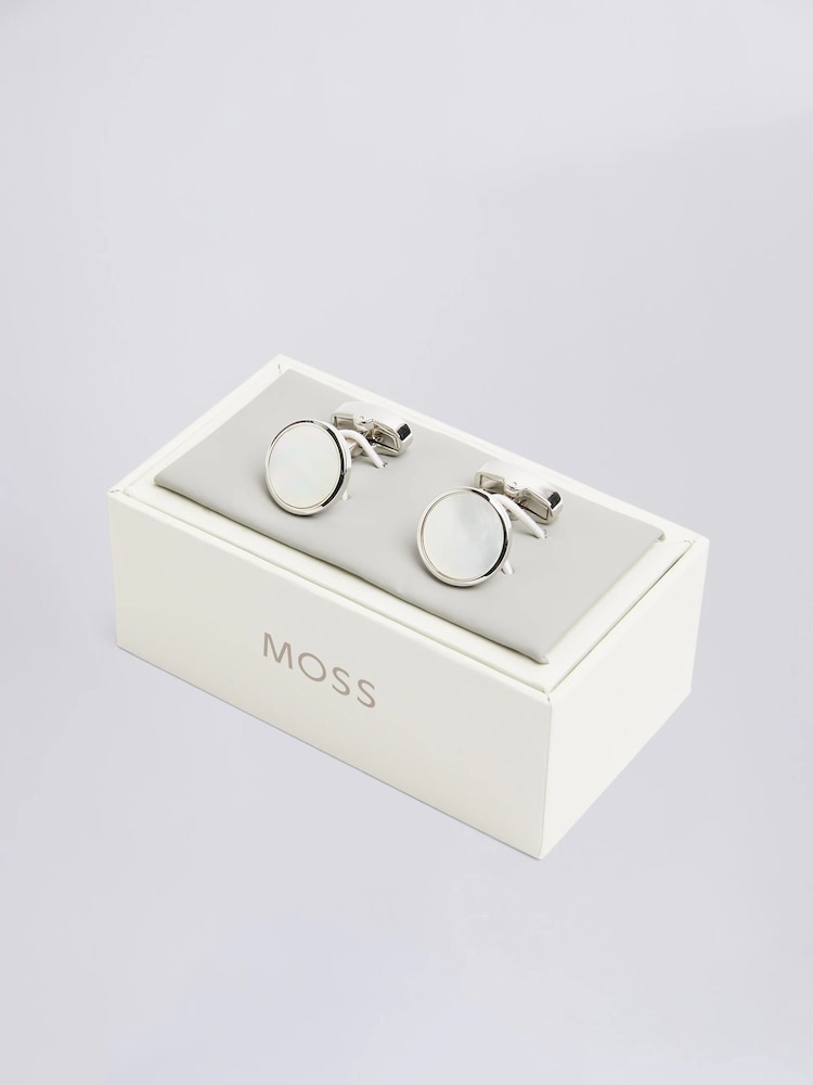 MOSS Silver Tone Mother of Pearl Cufflinks - Image 2 of 2