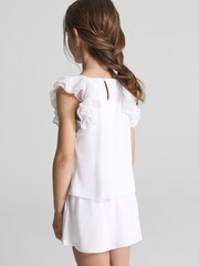 Reiss White Charlotte Jr Lace Shoulder Jersey Mini Dress - Image 5 of 6