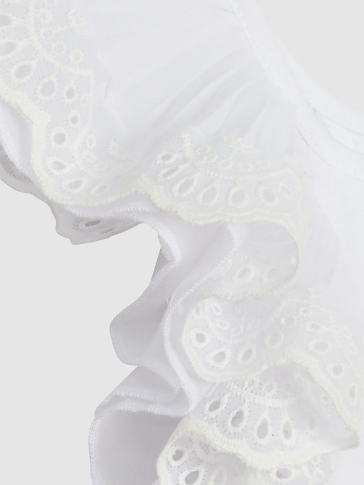 Reiss White Charlotte Jr Lace Shoulder Jersey Mini Dress - Image 6 of 6