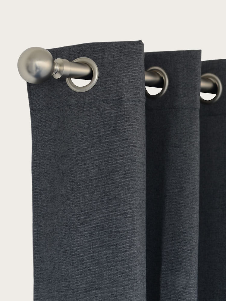 Laura Ashley Matt Nickel 28mm Eyelet Pole Kit with Ball Finial Curtain Pole - Image 1 of 3