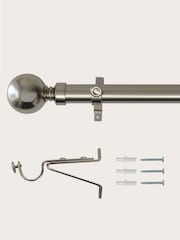 Laura Ashley Matt Nickel 28mm Eyelet Pole Kit with Ball Finial Curtain Pole - Image 3 of 3