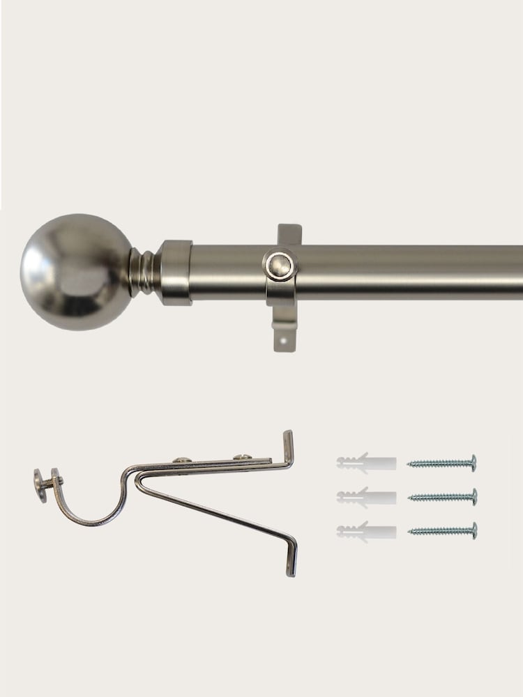 Laura Ashley Matt Nickel 28mm Eyelet Pole Kit with Ball Finial Curtain Pole - Image 3 of 3
