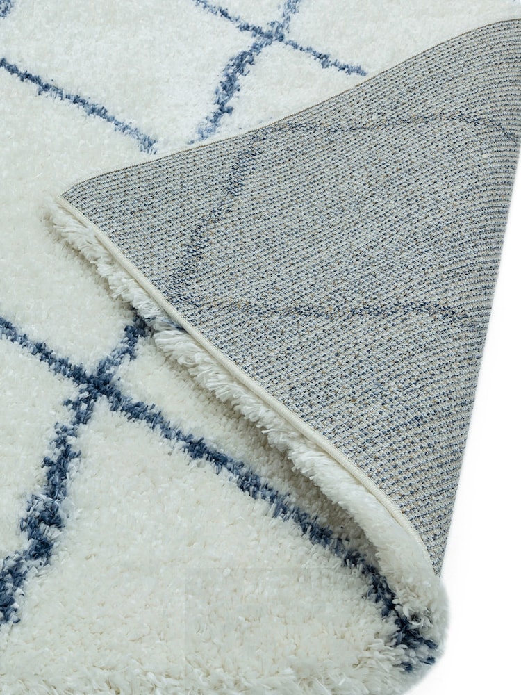 Asiatic Rugs Cream/Blue Alto Moroccan Shaggy Runner Rug - Image 4 of 4