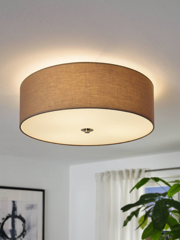 Eglo Copper Taupe Pasteri 3 Light Fabric Ceiling Light - Image 1 of 4