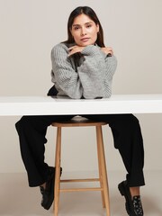 Grey Cropped V-Neck Jumper - Image 2 of 6