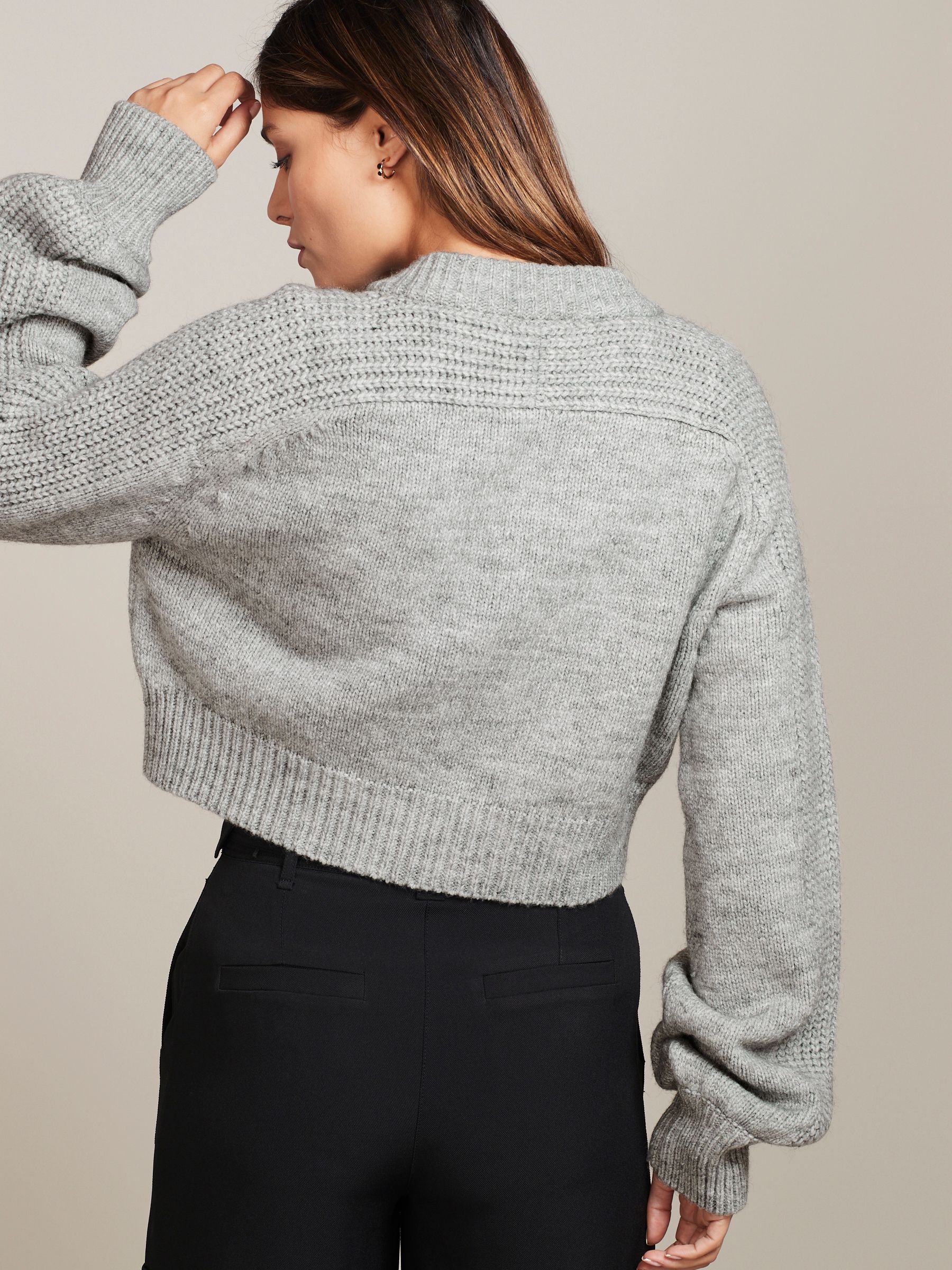Buy Grey Cropped V-Neck Jumper from Next Luxembourg