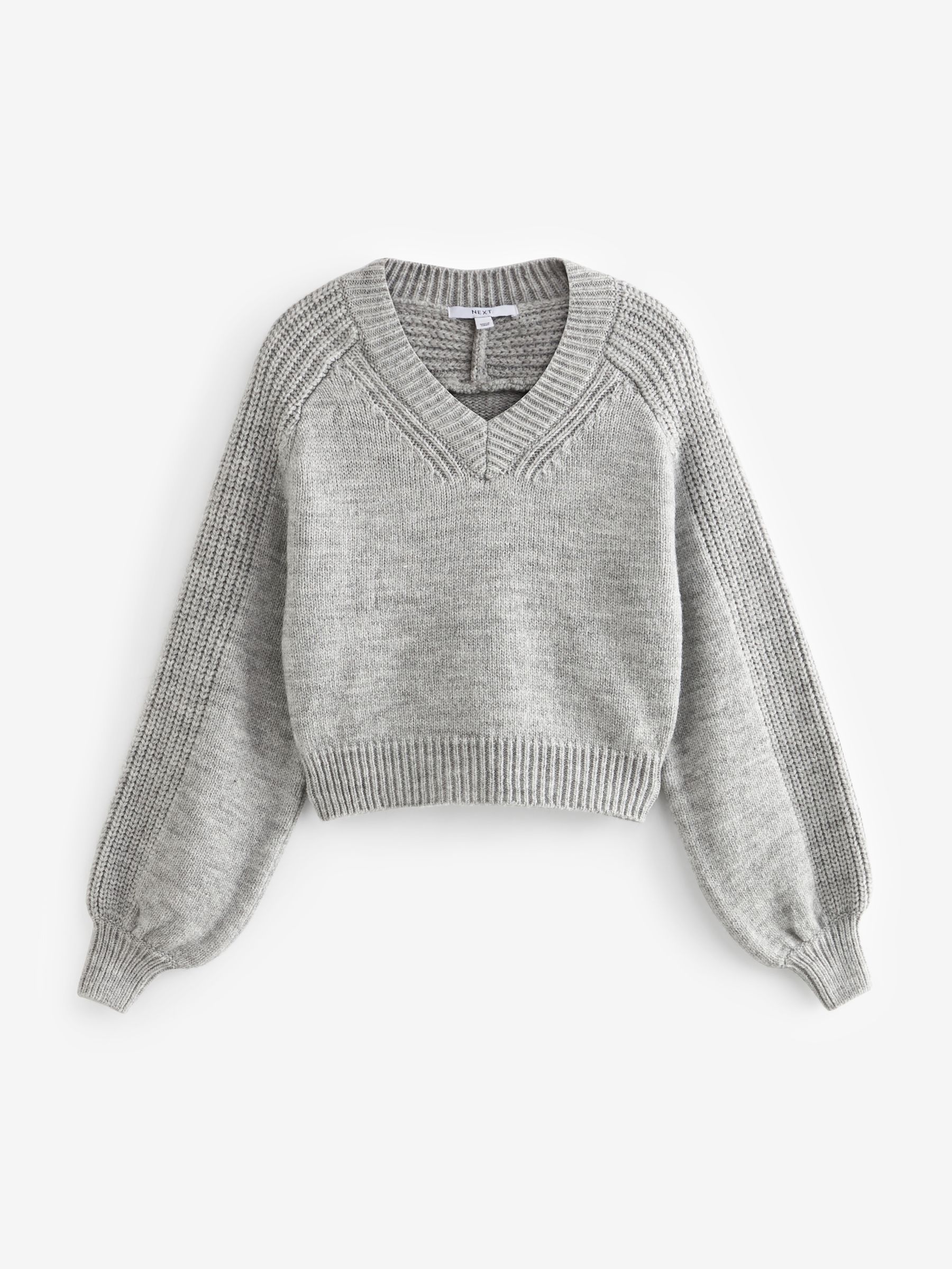Buy Grey Cropped V-Neck Jumper from Next Luxembourg