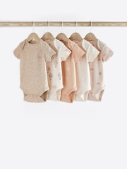 Neutral Short Sleeve Baby Bodysuits 5 Pack - Image 1 of 6