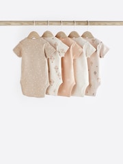Neutral Short Sleeve Baby Bodysuits 5 Pack - Image 2 of 6
