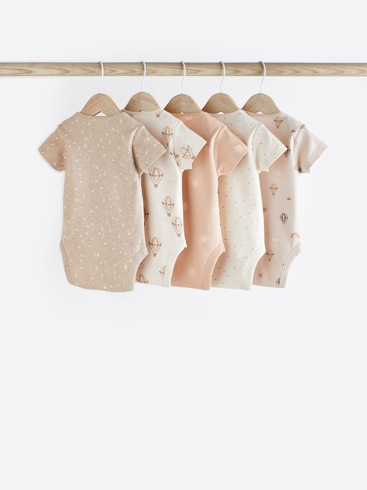 Neutral Short Sleeve Baby Bodysuits 5 Pack - Image 2 of 6
