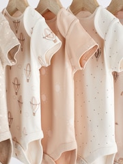 Neutral Short Sleeve Baby Bodysuits 5 Pack - Image 3 of 6