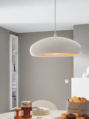 Eglo White/Copper Mogano 1 Vintage Single Ceiling Light Pendant - Image 1 of 5
