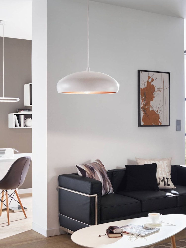 Eglo White/Copper Mogano 1 Vintage Single Ceiling Light Pendant - Image 2 of 5