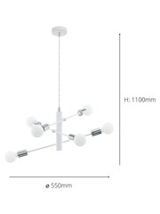 Eglo White Gradoli 6-Light Sputnik Ceiling Light Pendant - Image 3 of 3