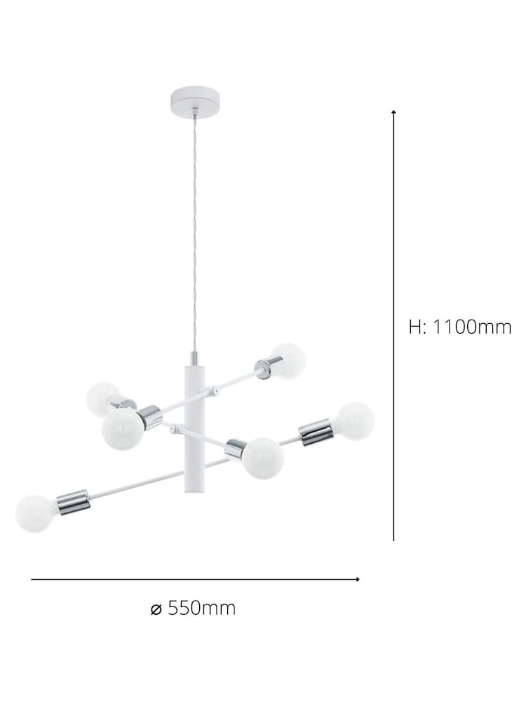 Eglo White Gradoli 6-Light Sputnik Ceiling Light Pendant - Image 3 of 3