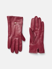 Joules Berry Red Leather Gloves - Image 2 of 3