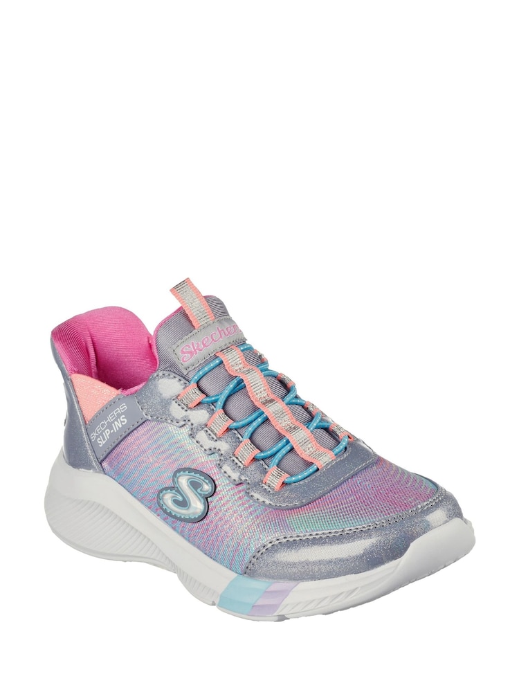 Skechers Grey Girls Dreamy Lites Colourful Prism Trainers - Image 2 of 3