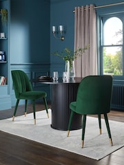 Set of 2 Soft Velvet Emerald Green Harper Upholstered Leg Dining Chairs - Image 1 of 8