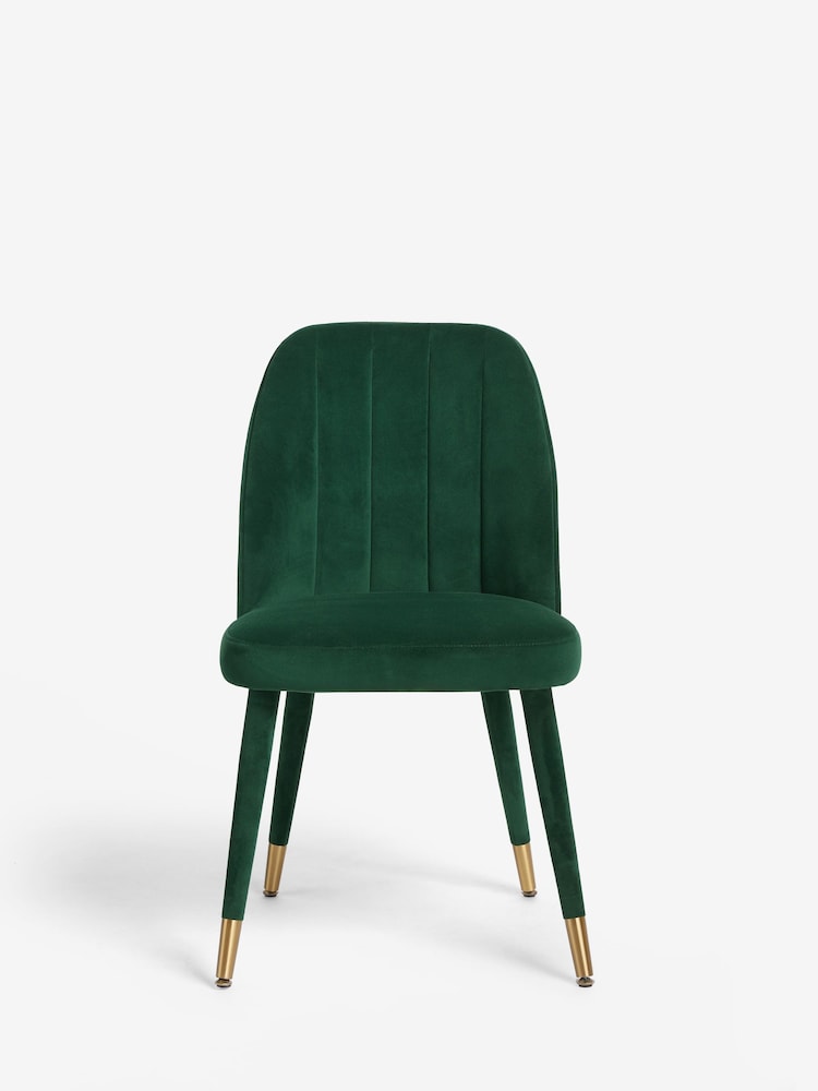 Set of 2 Soft Velvet Emerald Green Harper Upholstered Leg Dining Chairs - Image 2 of 8