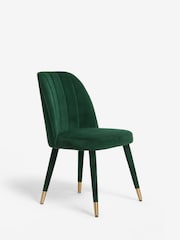 Set of 2 Soft Velvet Emerald Green Harper Upholstered Leg Dining Chairs - Image 3 of 8